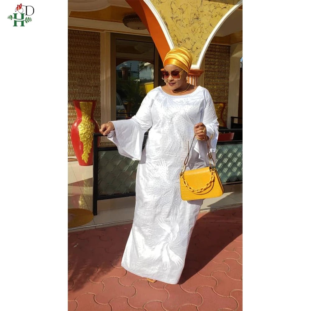 H&D African Dresses For Women Bazin Riche Tradition Embroidery Dress Lady Ankara Robe Clothes Party Gowns Skirt - Free Delivery Worldwide only at Flexi Africa