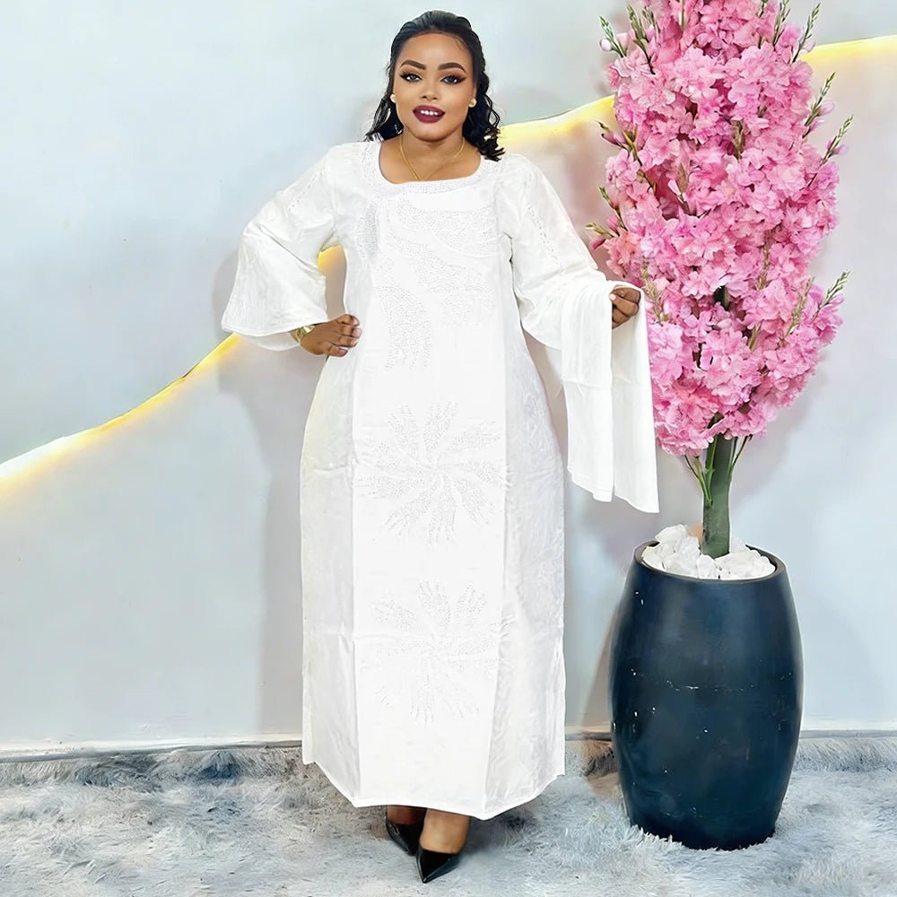 H&D African Dresses For Women Bazin Riche Tradition Embroidery Dress Lady Ankara Robe Clothes Party Gowns Skirt - Free Delivery Worldwide only at Flexi Africa