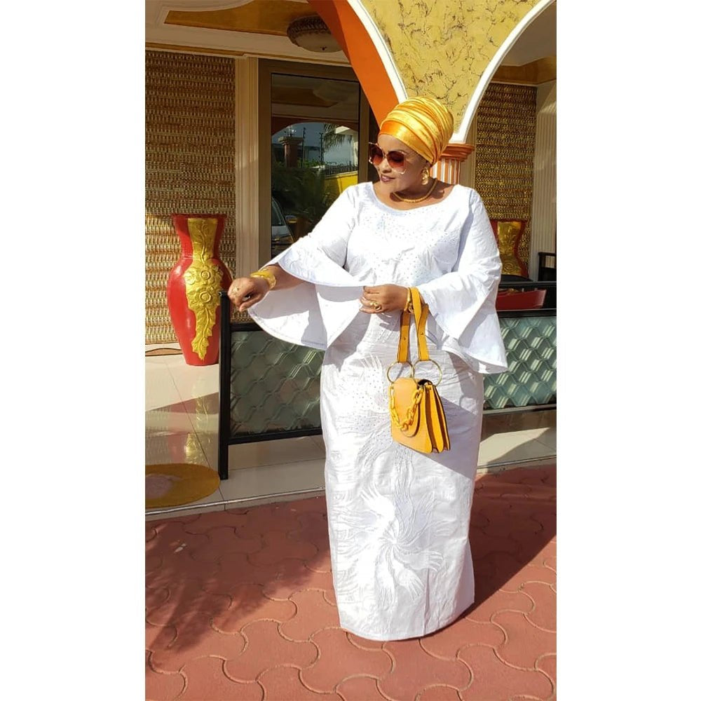 H&D African Dresses For Women Bazin Riche Tradition Embroidery Dress Lady Ankara Robe Clothes Party Gowns Skirt - Free Delivery Worldwide only at Flexi Africa