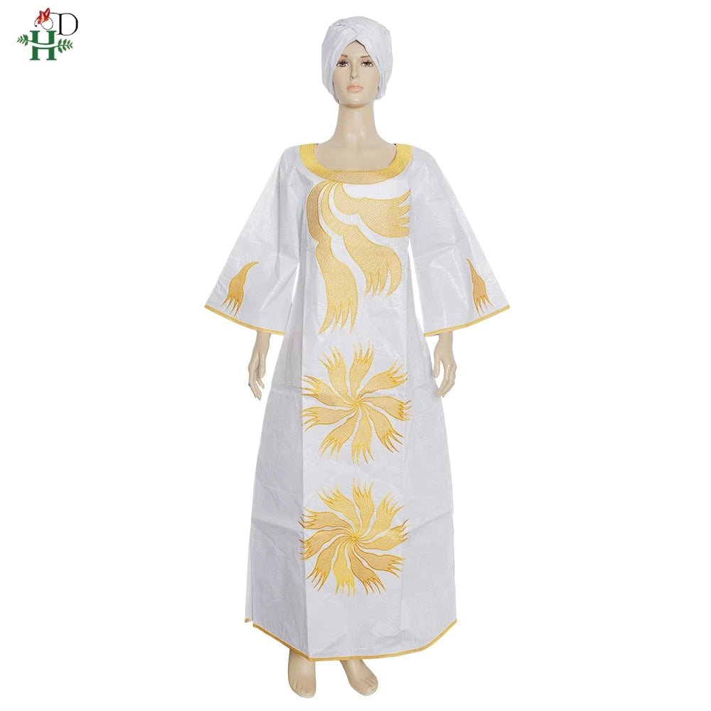 H&D African Dresses For Women Bazin Riche Tradition Embroidery Dress Lady Ankara Robe Clothes Party Gowns Skirt - Free Delivery Worldwide only at Flexi Africa