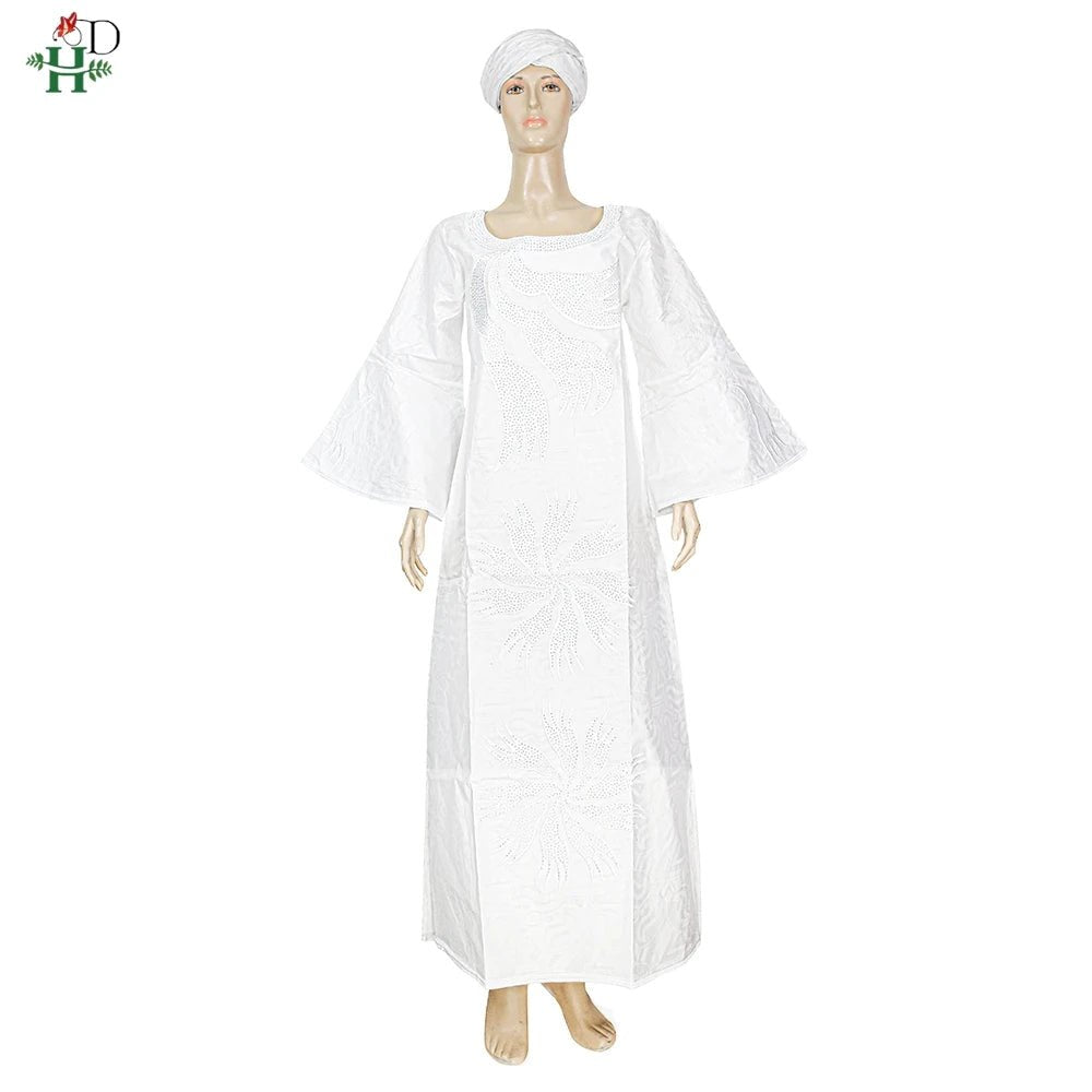 H&D African Dresses For Women Bazin Riche Tradition Embroidery Dress Lady Ankara Robe Clothes Party Gowns Skirt - Free Delivery Worldwide only at Flexi Africa
