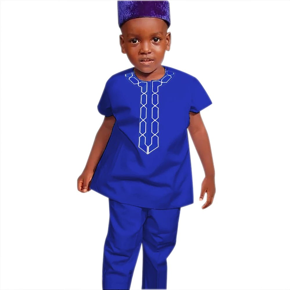 Buy Shirt Pants 2PC Set For Kids Boys African Children Short Sleeve Top Trouser Suit Robe for only $22.12 at Flexi Africa!