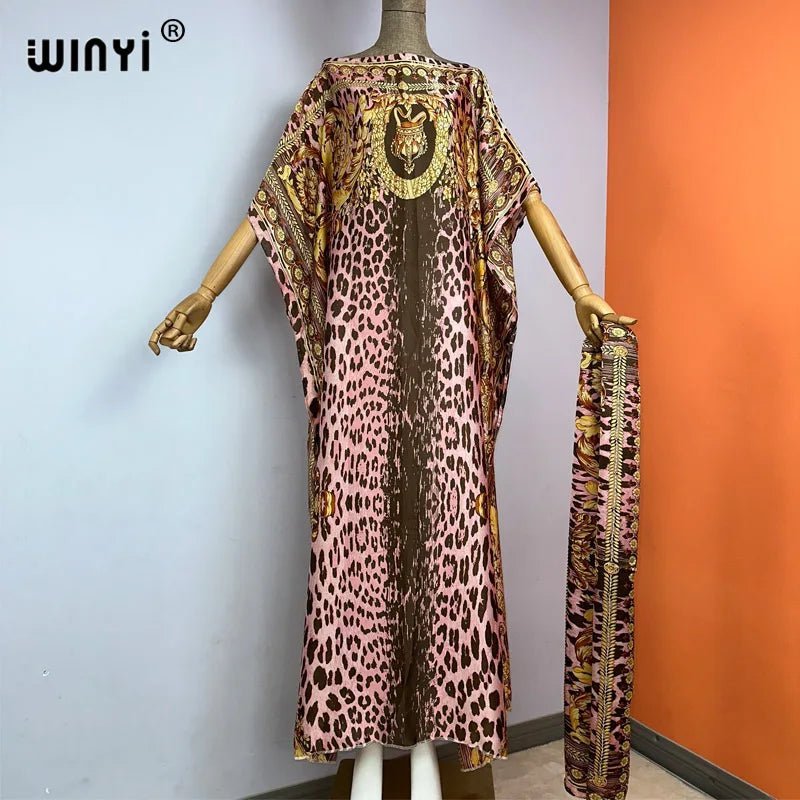 Holiday Party Chic: Elegant Oversized Kaftan with African Print - Fashionable Dress for Women/Ladies - Free Delivery