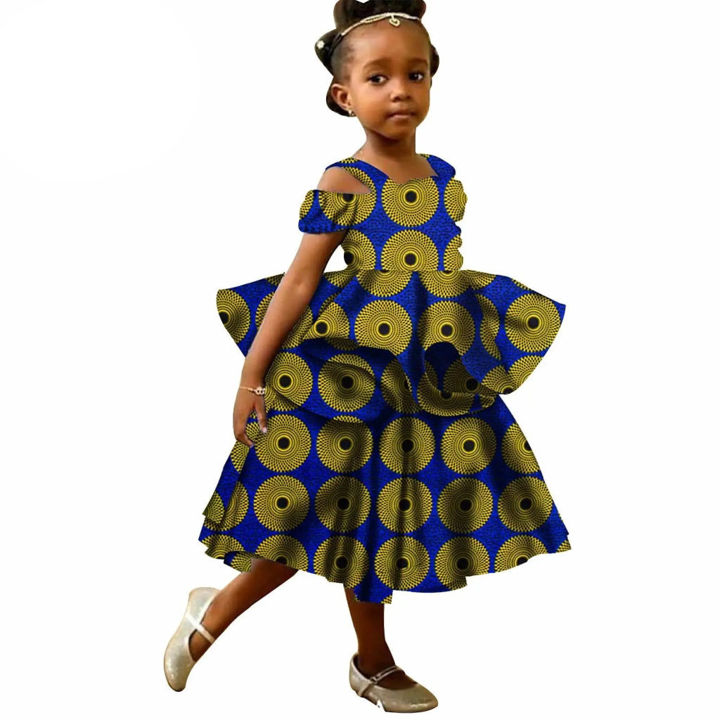 Kids African Print Princess Dress – Sleeveless Ankara Casual Mini Dress for Girls - Free Delivery Worldwide only at Flexi Africa