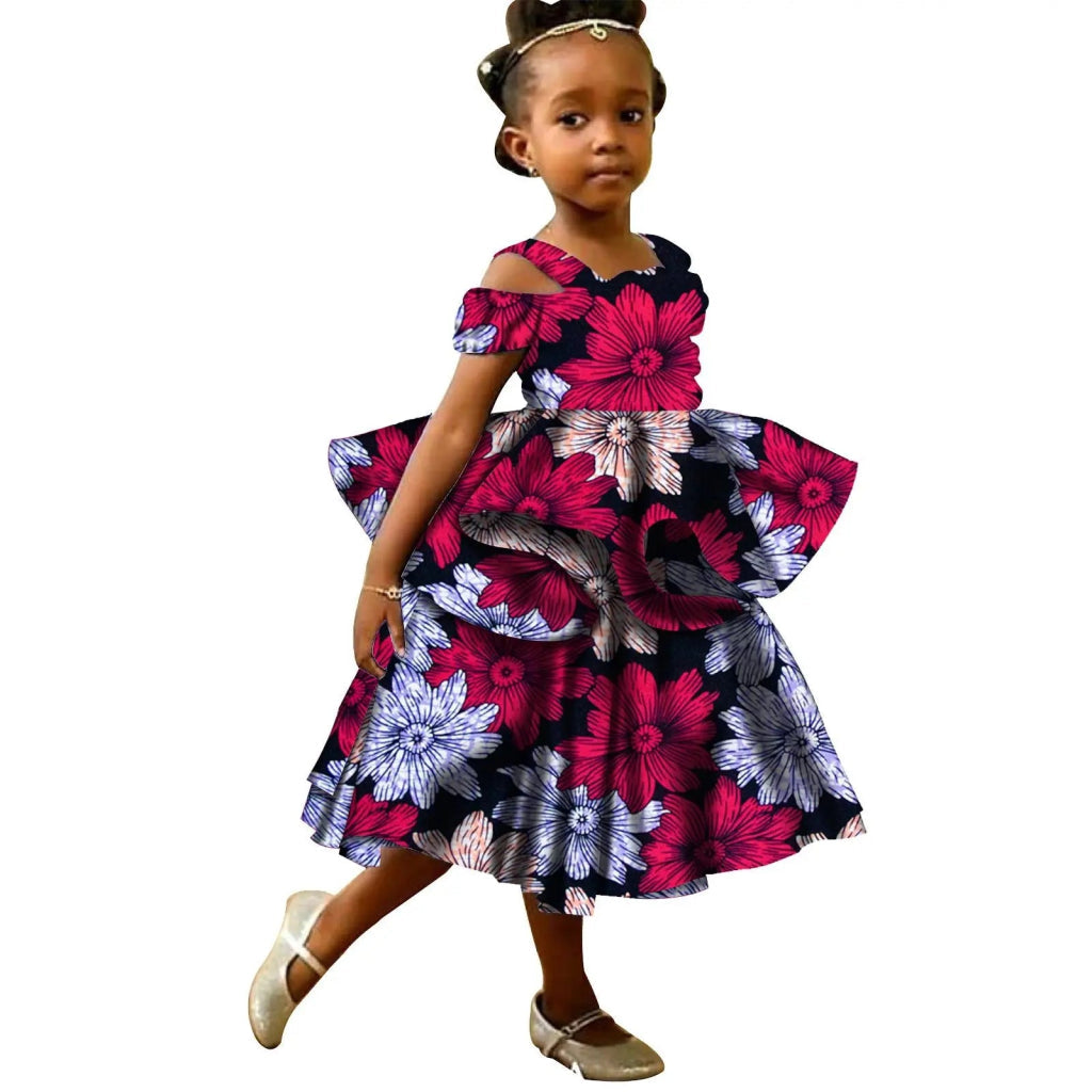 Kids African Print Princess Dress – Sleeveless Ankara Casual Mini Dress for Girls - Free Delivery Worldwide only at Flexi Africa