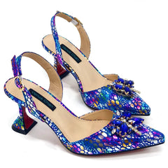 Latest INS Style Elegant Blue High Heels & Bag Set – Popular Nigerian Design for African Women - Free Delivery Worldwide only at Flexi Africa