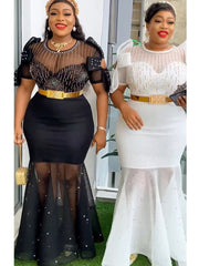 Luxurious African Inspired Wedding Party Dresses: Diamond-Adorned Bodycon Maxi Robes for Elegant Womens Dress - Flexi Africa - Flexi Africa offers Free Delivery Worldwide - Vibrant African traditional clothing showcasing bold prints and intricate designs