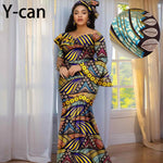 Luxury African Ankara Print Dress – Elegant Slim Fit Gown for Women’s Birthday, Wedding, and Party Events