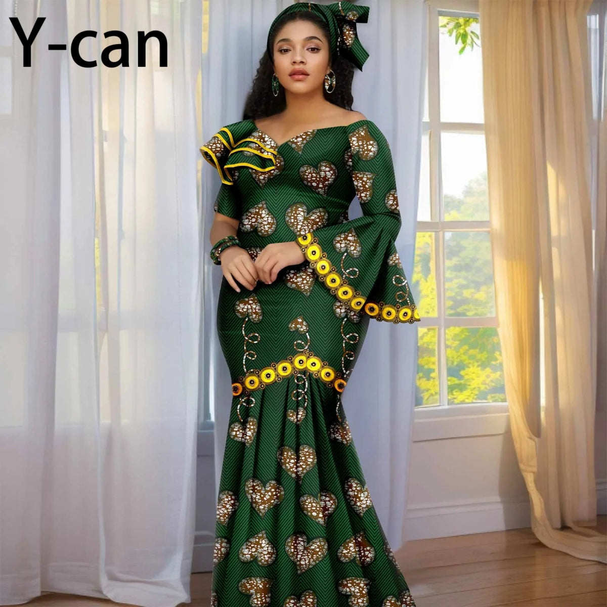 Luxury African Ankara Print Dress – Elegant Slim Fit Gown for Women’s Birthday, Wedding, and Party Events - Free Delivery Worldwide only at Flexi Africa