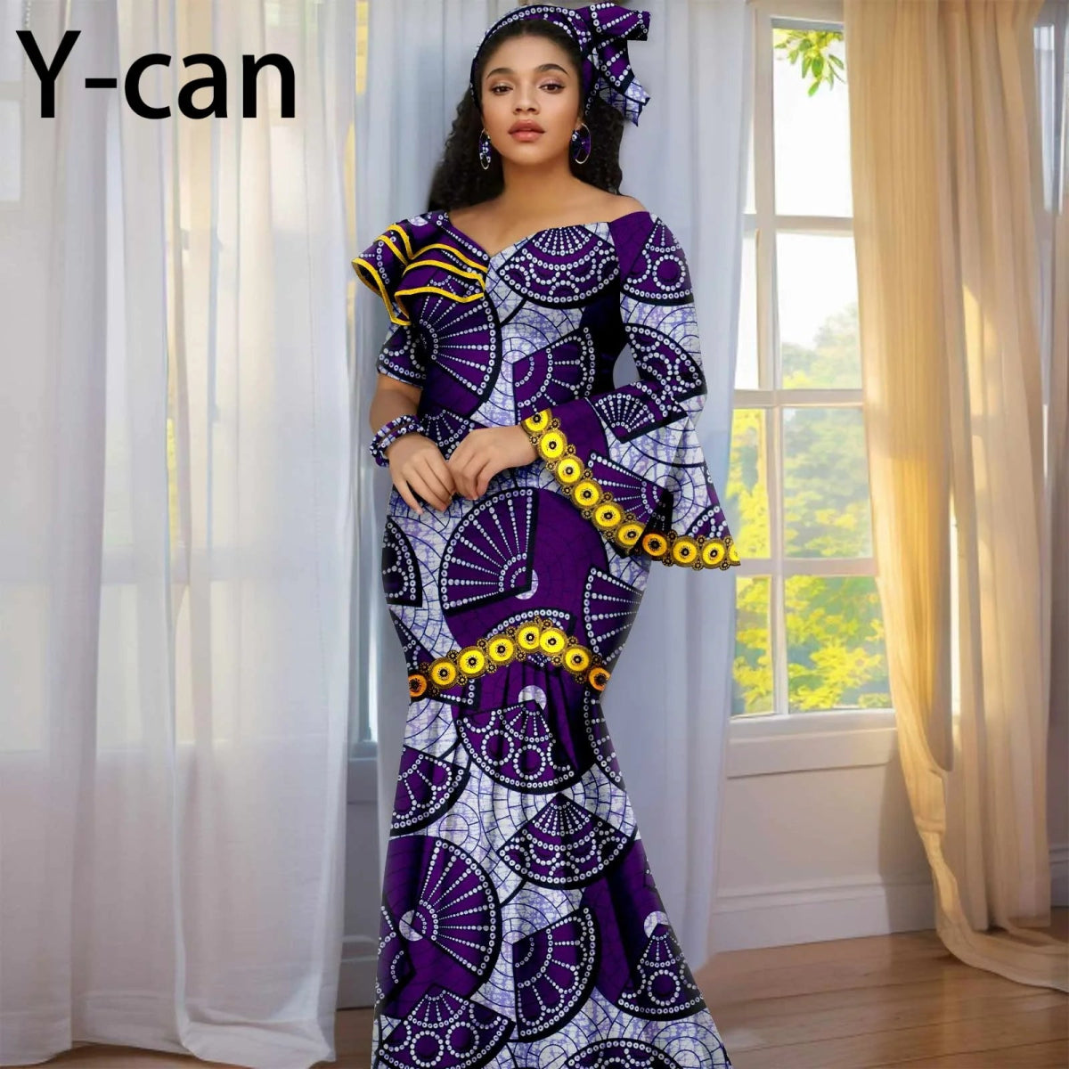 Luxury African Ankara Print Dress – Elegant Slim Fit Gown for Women’s Birthday, Wedding, and Party Events