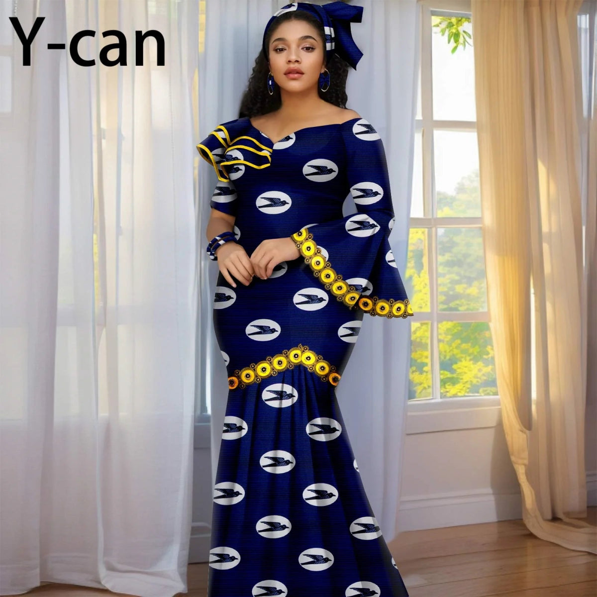 Luxury African Ankara Print Dress – Elegant Slim Fit Gown for Women’s Birthday, Wedding, and Party Events