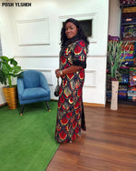 Buy Luxury African Long Gown – Sequin Embellished Caftan Dress with Floral Print and Slit for only $61.49 at Flexi Africa!