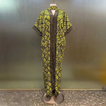 Luxury African Print Bubu Dress – V - Neck Loose Evening Gown with Rhinestone Pocket - Free Delivery Worldwide only at Flexi Africa