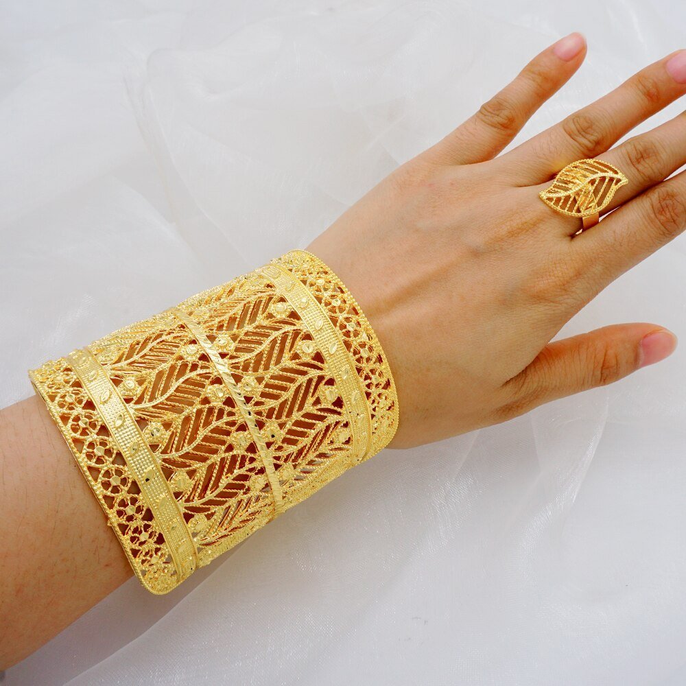 Luxury Female Big Gold Color Bangles: Elegant Bracelets for Weddings and Special Occasions - Flexi Africa FREE POST