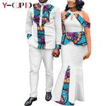 Buy Matching Bazin African Couple Attire – Women’s Mermaid Dress & Men’s Shirt Pant Set for only $67.83 at Flexi Africa!