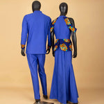 Buy Matching Bazin African Couple Attire – Women’s Mermaid Dress & Men’s Shirt Pant Set for only $67.83 at Flexi Africa!