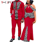 Buy Matching Bazin African Couple Attire – Women’s Mermaid Dress & Men’s Shirt Pant Set for only $67.83 at Flexi Africa!