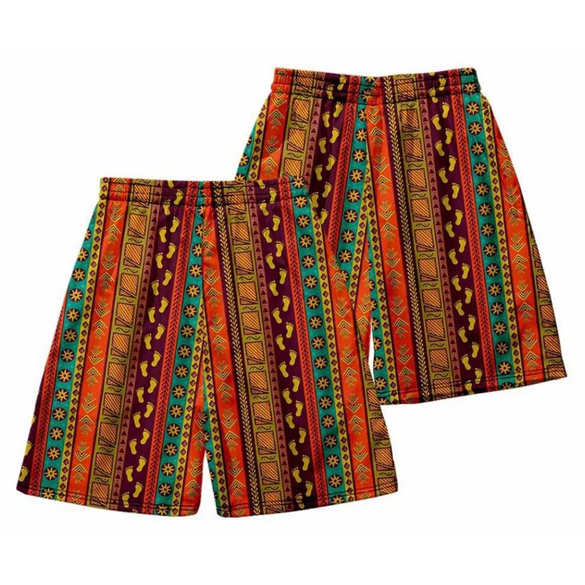 Men's African Bazin Rich Vintage Print Trousers - Fashionable Kanga Summer Dashiki Loose Casual Pants - Flexi Africa - Free Delivery Worldwide only at www.flexiafrica.com