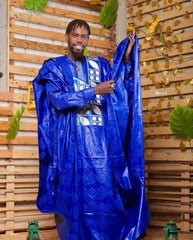 Men’s African Bazin Riche Embroidered Long Sleeve Top - Free Delivery Worldwide only at Flexi Africa