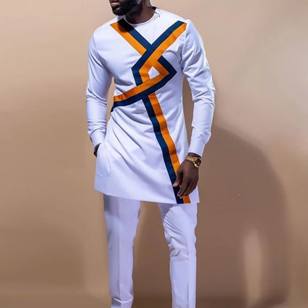 Men’s African Kaftan 2PC Suit – Solid Color Casual & Business Wear - Free Delivery Worldwide only at Flexi Africa