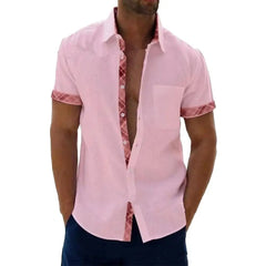 Men's Summer Plaid Short Sleeve Shirt - Button - Up Lapel with Patch Pocket Casual Top - Free Delivery Worldwide only at Flexi Africa