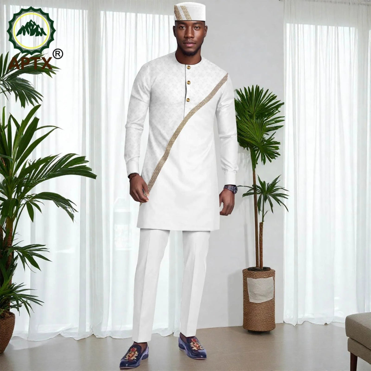 Muslim Mens Robe African Clothing For man 2 - piece Sets Suit jubba abaya Long Sleeve Coat and Pants Wedding Islamic Robes 2516039 - Free Delivery Worldwide only at Flexi Africa