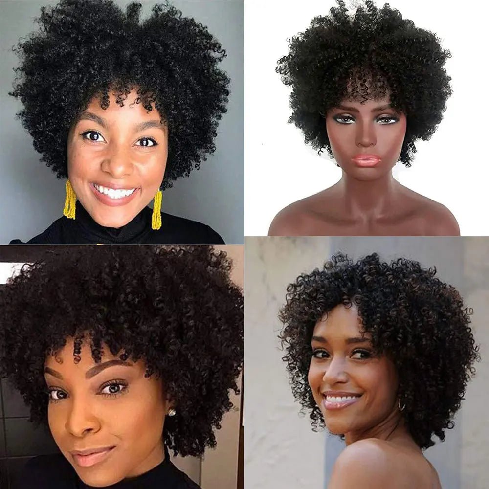 Natural Black Afro Kinky Curly Wig: Short Pixie Style for Black Women - Flexi Africa - Flexi Africa offers Free Delivery Worldwide - Vibrant African traditional clothing showcasing bold prints and intricate designs