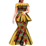 Off - Shoulder Bazin Riche African Dress for Women – Plus Size Elegant Party Gown - Free Delivery Worldwide only at Flexi Africa