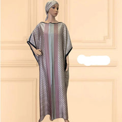 Oversized African Print Abaya Dress with Scarf - Loose, Long, and Fashionable for Women of All Sizes - Flexi Africa