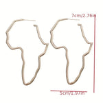 Pair of Fashionable and Exaggerated Hollow African Map Earrings - Free Delivery Worldwide only at Flexi Africa