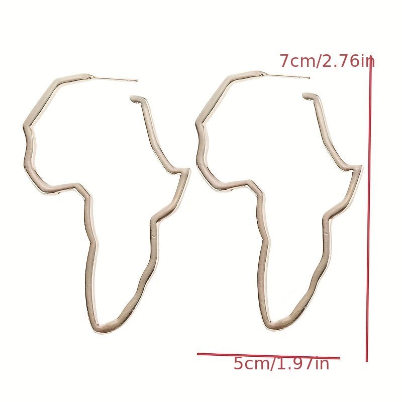 Pair of Fashionable and Exaggerated Hollow African Map Earrings - Free Delivery Worldwide only at Flexi Africa