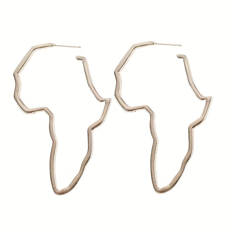 Pair of Fashionable and Exaggerated Hollow African Map Earrings - Free Delivery Worldwide only at Flexi Africa