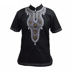 Pan - African Holiday Fashion: Dashiki - Inspired Embroidery Basic Tee Shirt - Free Delivery Worldwide only at Flexi Africa