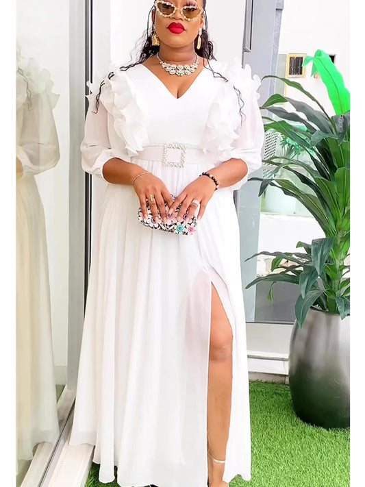 Plus Size African Party Dresses for Women Summer Fashion Chiffon Evening Gown Elegant Maxi Long Dress - Free Delivery Worldwide only at Flexi Africa