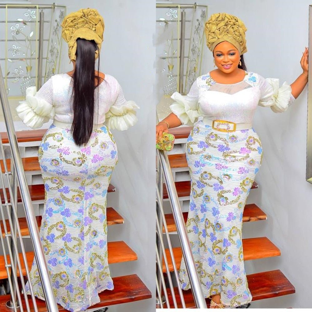 Plus Size African Party Long Dresses for Women New Dashiki Ankara Sequin Evening Gowns Outfits Robe Africa Clothing - Flexi Africa - Flexi Africa offers Free Delivery Worldwide - Vibrant African traditional clothing showcasing bold prints and intricate designs