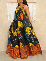 Plus Size Geometric Print Sleeveless Tunic Dress – Square Neck Loose Casual Spring & Fall Fashion - Free Delivery Worldwide only at Flexi Africa