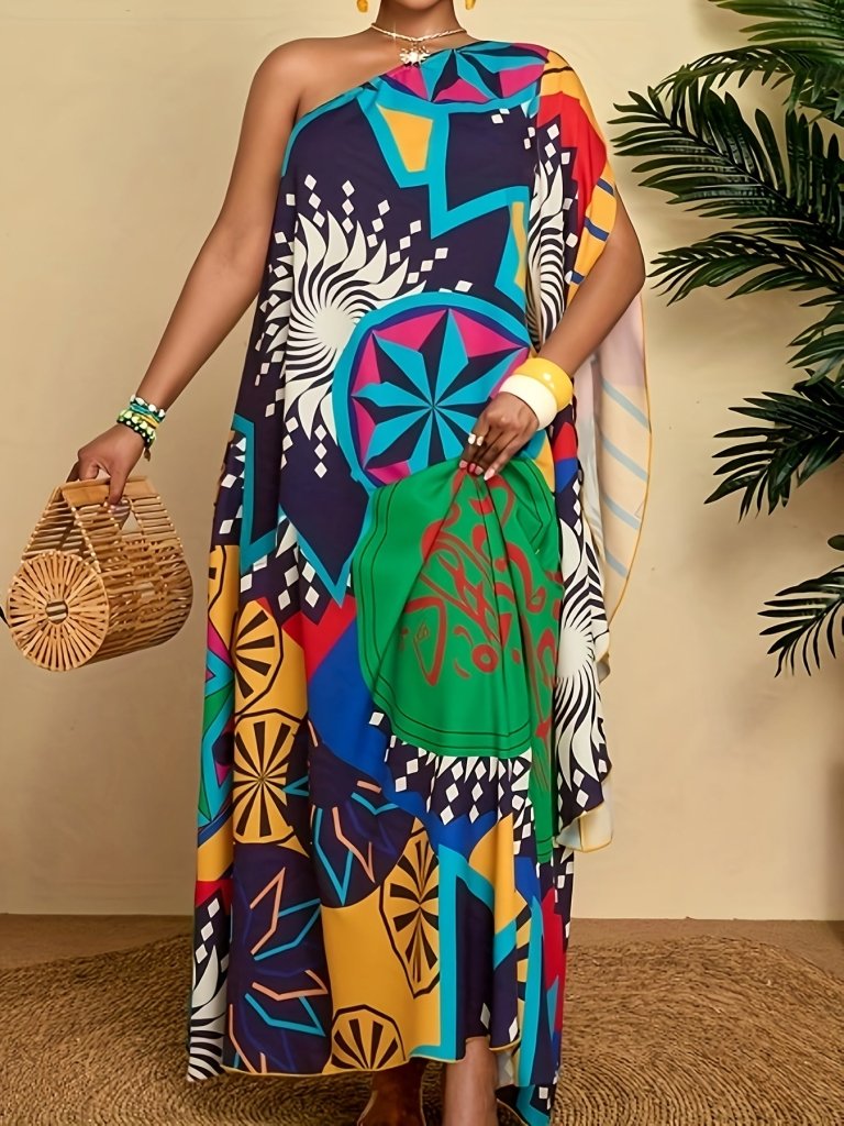 Plus Size Star Print Summer Dress – Spring Vacation Essential - Free Delivery Worldwide only at Flexi Africa