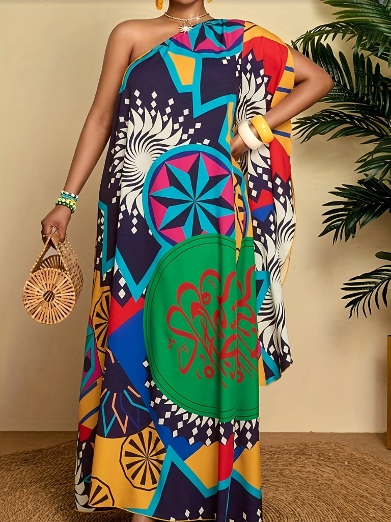 Plus Size Star Print Summer Dress – Spring Vacation Essential - Free Delivery Worldwide only at Flexi Africa