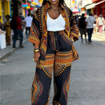 Plus Size Women’s Printed Suit Set (XL–8XL) – Casual Long Sleeve 2PC Outfit - Free Delivery Worldwide only at Flexi Africa