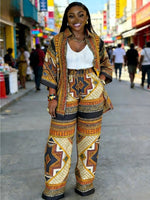 Plus Size Women’s Printed Suit Set (XL–8XL) – Casual Long Sleeve 2PC Outfit - Free Delivery Worldwide only at Flexi Africa