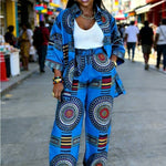 Plus Size Women’s Printed Suit Set (XL–8XL) – Casual Long Sleeve Top & Pants Outfit, Soft Stretch Fabric - Free Delivery Worldwide only at Flexi Africa