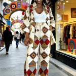 Plus Size Women’s Printed Suit Set (XL–8XL) – Fashionable Long Sleeve Casual Top & Pants Outfit - Free Delivery Worldwide only at Flexi Africa