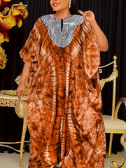 Ramadan All Over Print Sequin Neck Kaftan Dress, Modest Loose Maxi Length Kaftan - Free Delivery Worldwide only at Flexi Africa