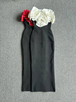 Red Off - Shoulder Floral Bandage Bodycon Dress for Women – Elegant Long Evening & Party Wear - Free Delivery Worldwide only at Flexi Africa