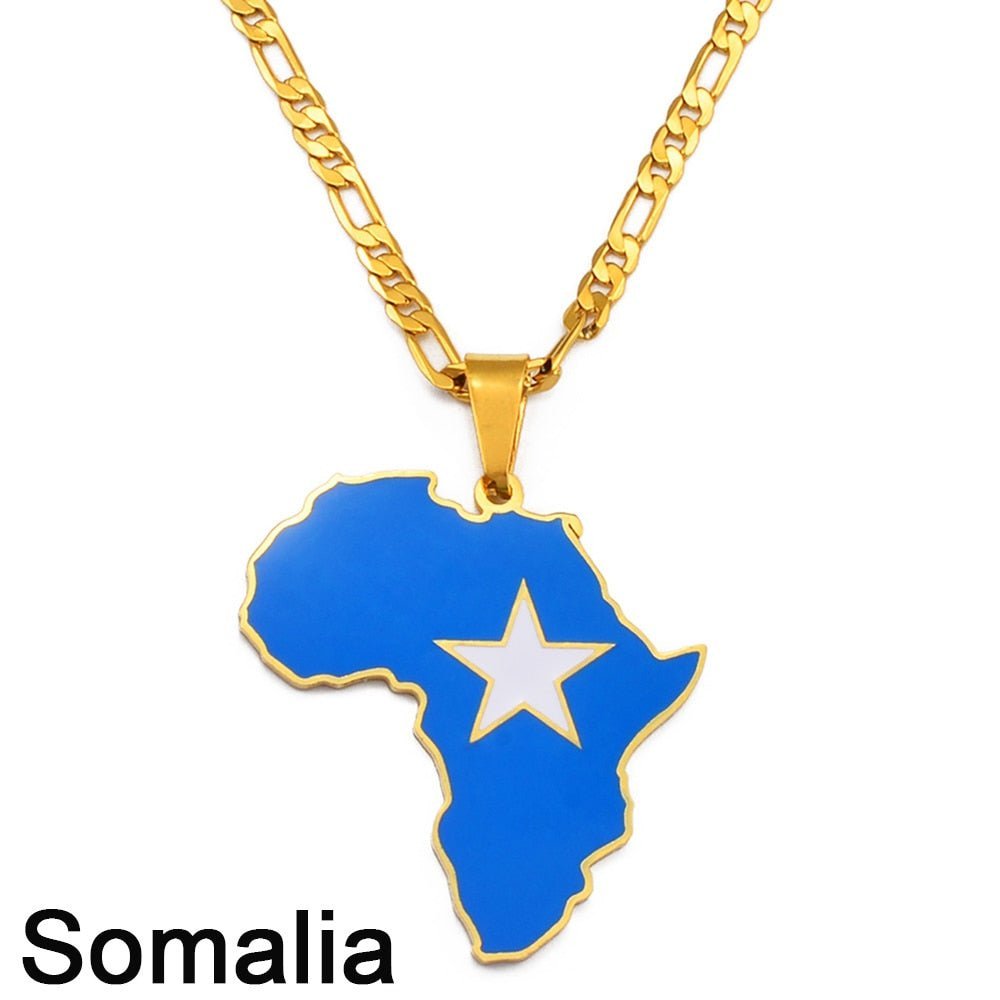 Showcase Your African Roots with Our Hip - hop Africa Map Pendant Necklace - Free Delivery Worldwide only at Flexi Africa