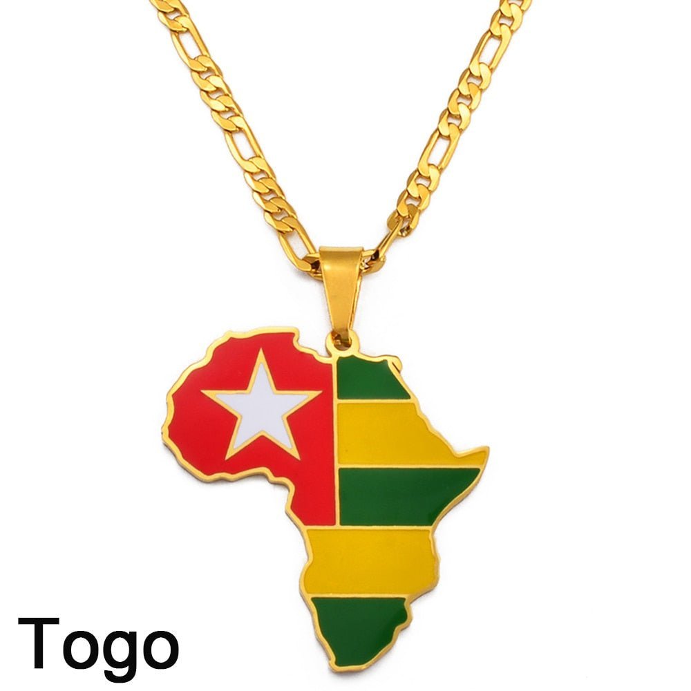 Showcase Your African Roots with Our Hip - hop Africa Map Pendant Necklace - Free Delivery Worldwide only at Flexi Africa