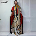 Summer African Kaftan Dress for Women – Boho Print, Loose Fit Party Abaya - Free Delivery Worldwide only at Flexi Africa