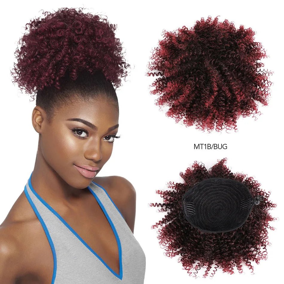 Synthetic Hair Buns For Women Afro Puff Curly Chignon Drawstring Ponytail Natural Black With Hair Extensions Hairpieces