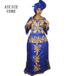 Traditional African Bazin Riche Embroidered Gown – Plus Size Party & Church Dress - Free Delivery Worldwide only at Flexi Africa