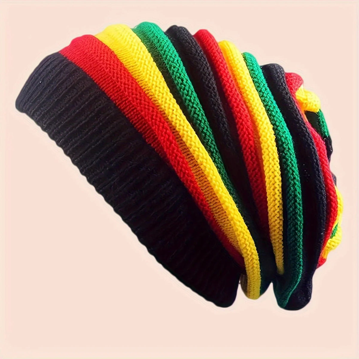 Trendy Striped Rasta Hats: Unisex Knitted Slouchy Beanie - Classic Color Block Coldproof Warm Skull Cap - Free Delivery Worldwide only at Flexi Africa